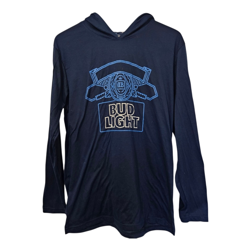 Bud Light Blue Long Sleeve Hooded Tee